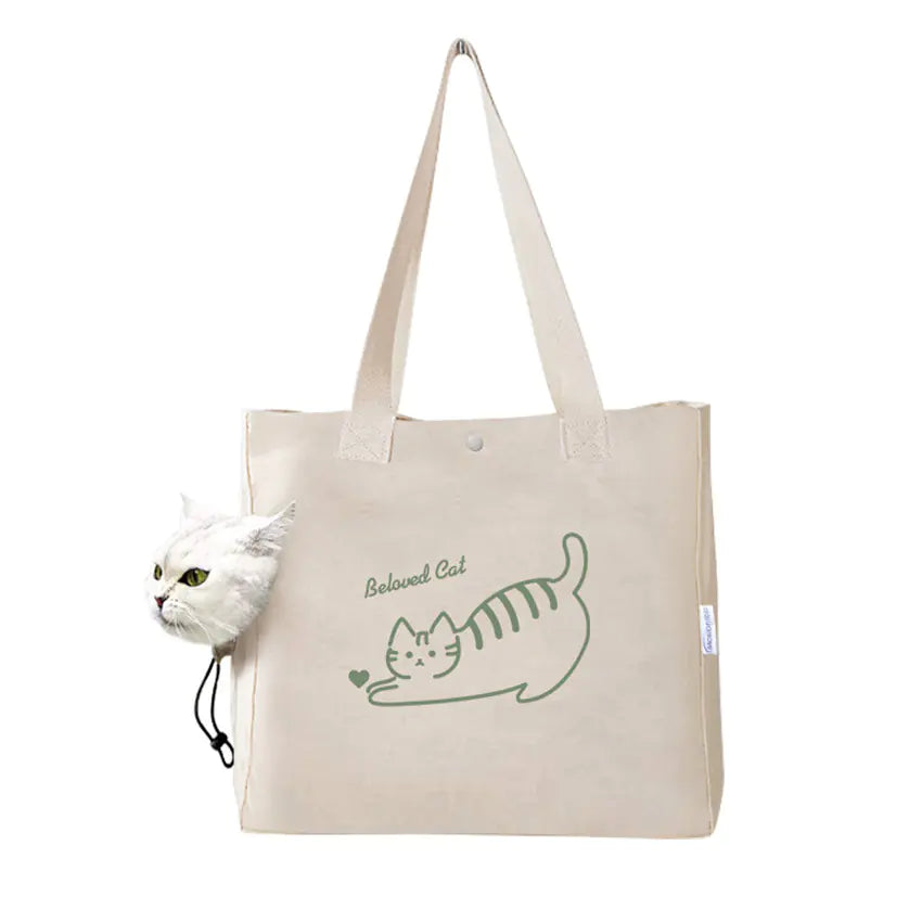 Pet Portable Outing Canvas Print Handbag