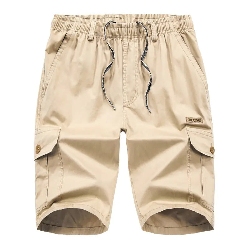Multi-Pocket Elastic Casual Shorts